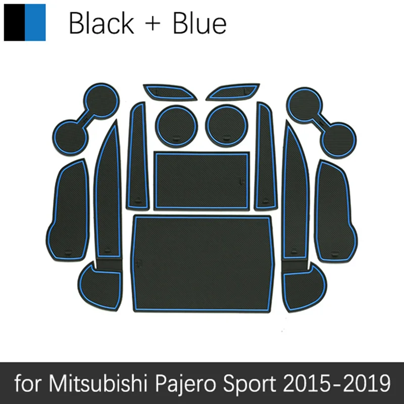 Pajero Blue Противоскользящий коврик для Mitsubishi Pajero Sport Montero Shogun ворота слот подставка анти-грязный дверной паз коврик - Название цвета: Pajero Blue