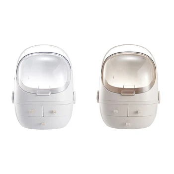 

Clamshell 3 Drawer Dressing Table Rounded Makeup Holder Storage Box For Lipstick Jewelry Cosmetic Organizer