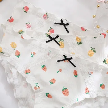 

New Mori Women's Peach Panties Pineapple Strawberry Fruit Female Cotton Girl Japanese Small Fresh Sweet Fungus Triangle underwea