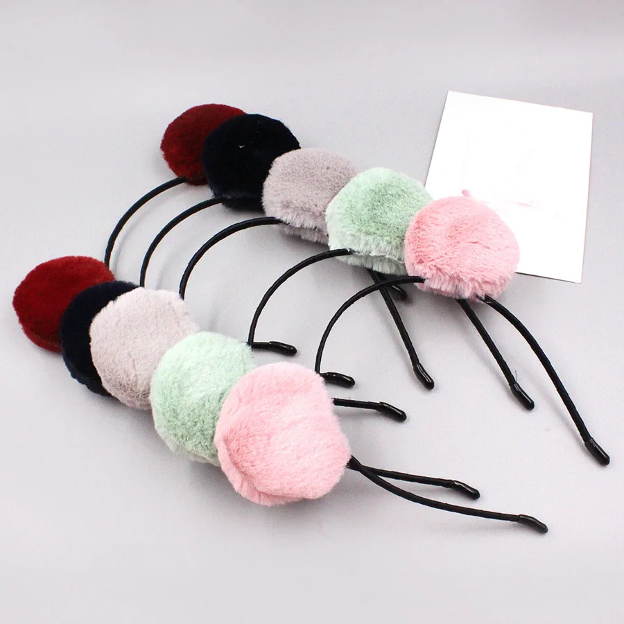 Pom Hairband Рождественский шар девушки оголовье мех мытье лица головные уборы под макияж сладкие женские аксессуары для волос