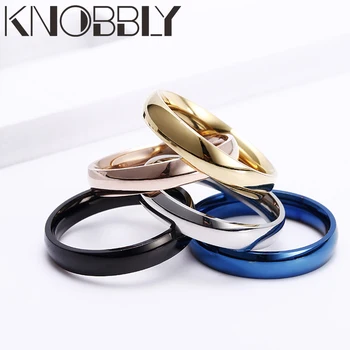 

Stainless steel couple ring men and women simple fashion round ring Rose gold color blue black colorful couple ring jewelry