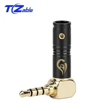 1pc 3.5mm Jack 4 Poles Audio Plug 90 Degree Right Angle Earphone Splice Adapter HiFi Headphone Solder Plug Gold Plated Connector