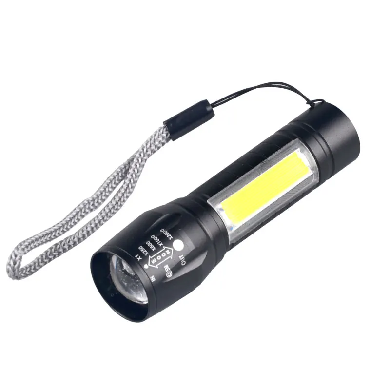 

Torch USB Rechargeable Portable Zoomable Flashlight Mini Light Powerful COB Waterproof Lighting Topcom 1402