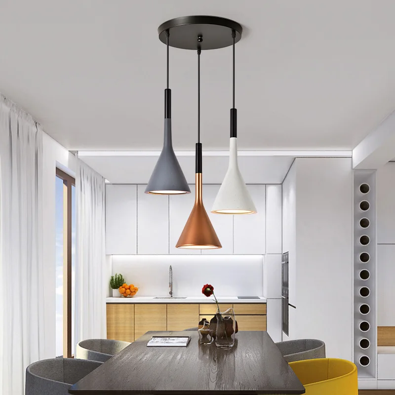

Northern European-Style Aluminum Pendant Lamp Cool Bar Counter Restaurant Light Minimalist Modern Bedroom Resin Lamps Single-hea