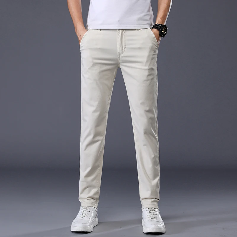 Summer Pants Mens Solid Color Slim Fit Casual Pants Fashion Classic