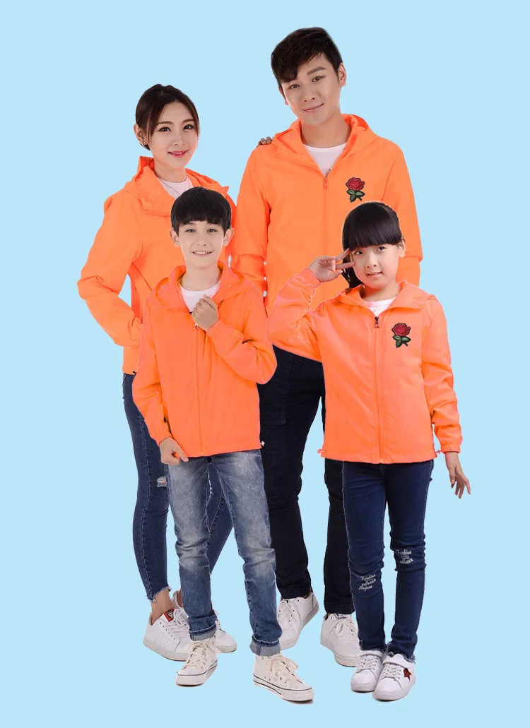 Embroidered Figure Plus-sized Menswear Thin Type for Spring And Autumn with Lining Jacket Couples Parent And Child Outdoor Trenc
