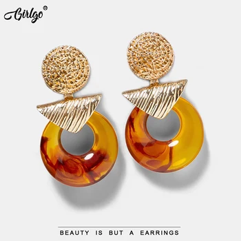 

Girlgo Brand Za Colorful Crystal Drop Dangle Earrings For Women Charm Maxi Statement Earrings Trendy Pendant Wholesale Jewelry