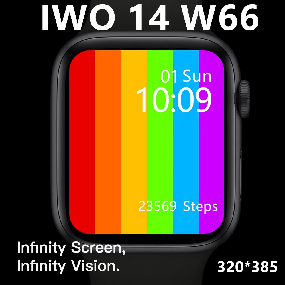 US $46.85 IWO14 W66 Smart Watch 2020 44mm Strap Wireless Charging Bluetooth Call ECG Heart RateTemperature PK IWO 12 13 W26 Pro W56