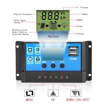 

60A LCD PWM Solar Panel Battery Regulator Charge Controller Dual USB