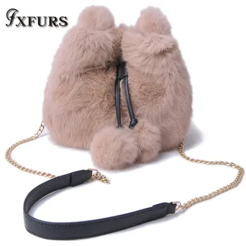 

2020 New Fashion Rabbit Fur Handbags Casual Cute Bag Girls Cross-body with one Shoulder Son Mother Autumn and Winter Fur Bags