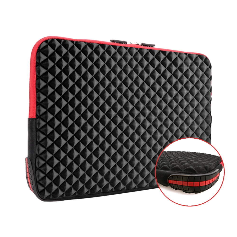 Icozzier 13.3/15.6 Inch Diamond Foam Laptop Sleeve With Coner Silicone