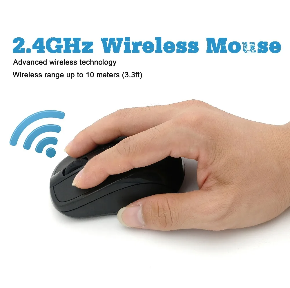 USB Wireless Mouse 2000DPI Adjustable Receiver Optical Computer 2.4GHz Ergonomic for Laptop PC
