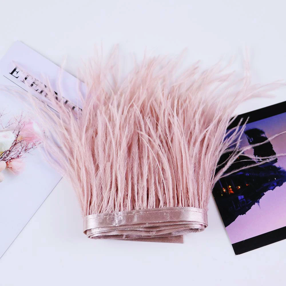 Ostrich Feathers Trim For Clothing Sewing Plumes On Ribbon Wedding Dress Decoration Needlework Accessories Feathers DIY Crafts