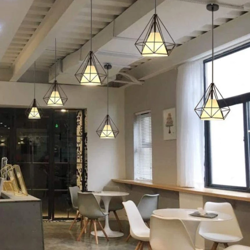 Modern Decor Pendant Light Black Iron Hanging Cage Vintage Led Lamp E27 Light Fixtures for Industrial Loft Kitchen Dinning Room