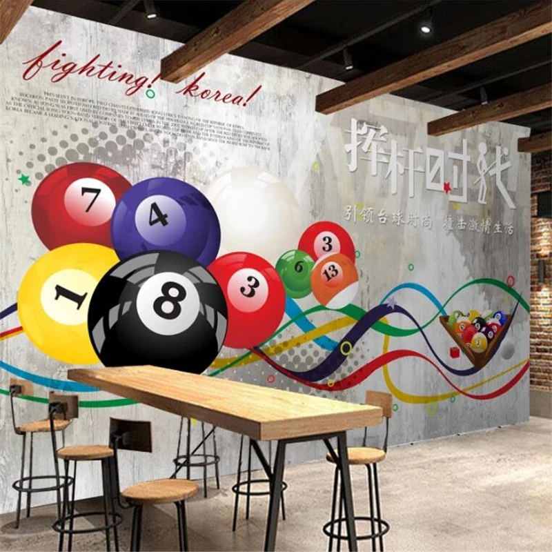 

wellyu Custom wallpaper 3d mural stereo swing era billiard hall billiard room cement background wall gym mural 3d wallpaper обои