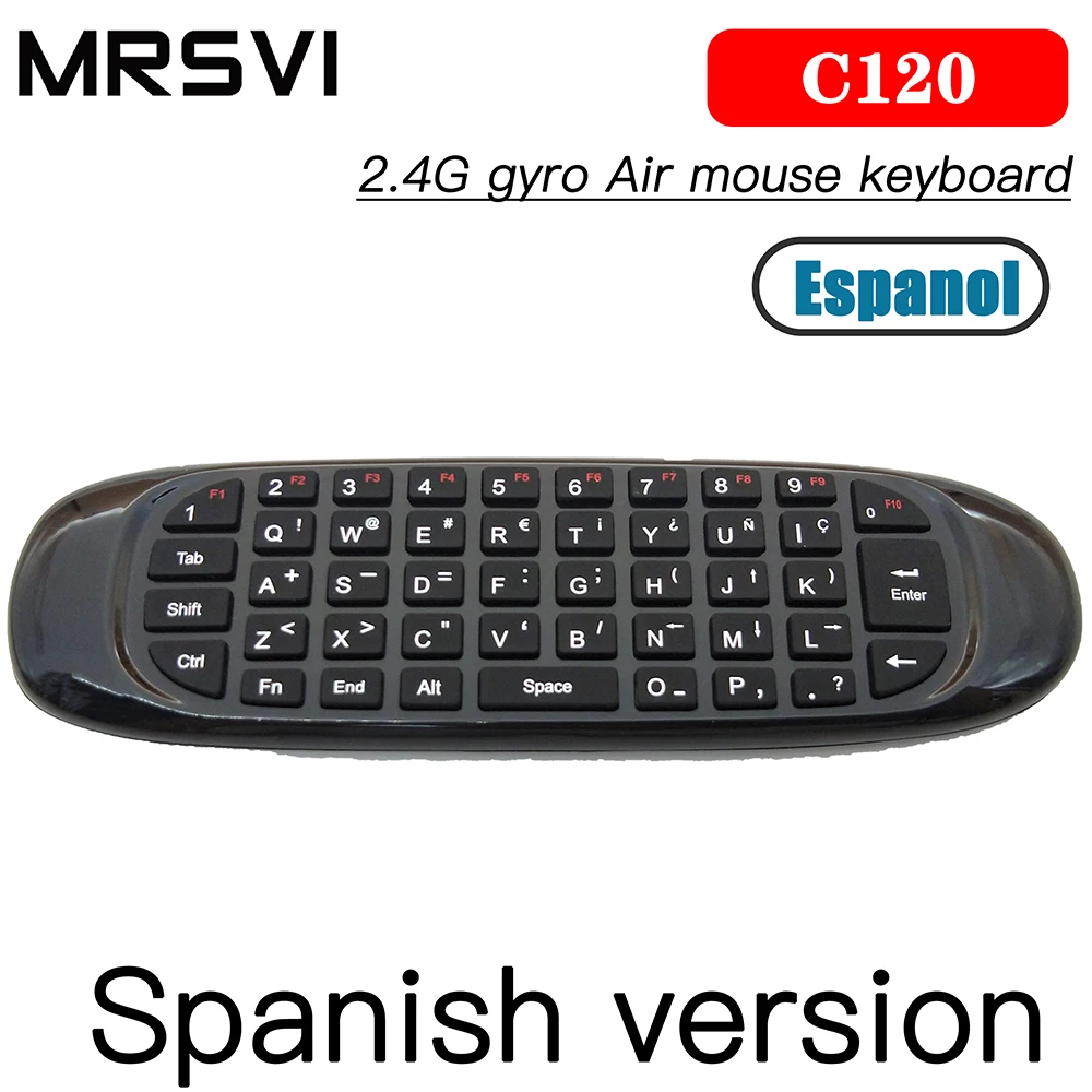 Spanish C120 2.4G Gyroscope Air Mouse Mini Wireless Keyboard Russian Arabic English for Android Sma