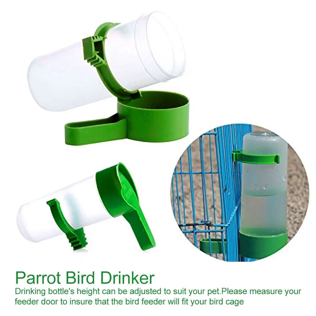 60ml/90 ml/140ml Practical Aviary Budgie Cockatiel Birds Feeding Equipment Parrot Bird Drinker Feeder Watering Plastic with Clip
