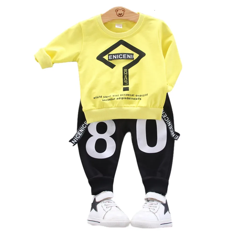 

New Spring Autumn Children Casual Clothing Suit Kids Boy Girl Letter T Shirt Pants 2Pcs/sets Baby Infant Coat Toddler Sportswear