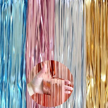 

1Pcs 2 Meters Matte Metal Color Fringed Rain Curtain Birthday Party Arrangement Background Wall Wedding Decoration Supplies