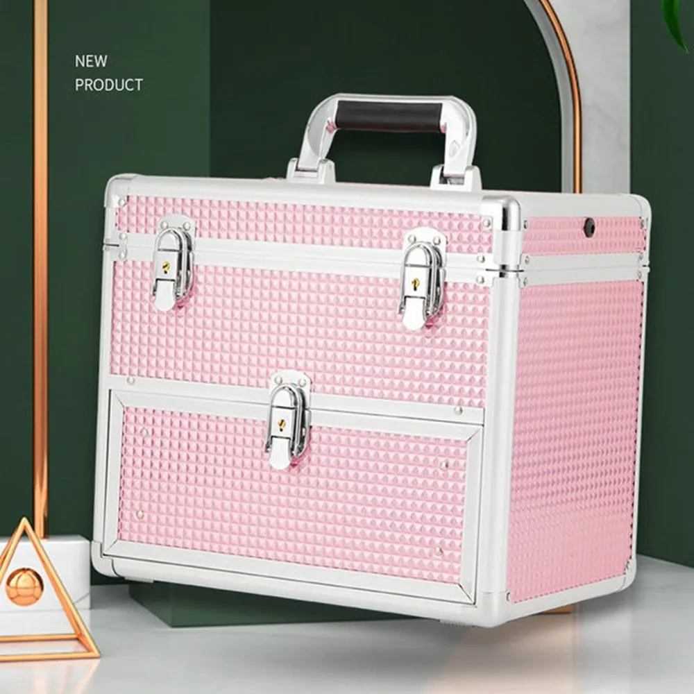 

Portable Aluminum Frame Suitcase ABS Bag Cosmetic Case Makeup Mirror LED Light Toolbox Hairdressing Nail Art Make Up Storage Box