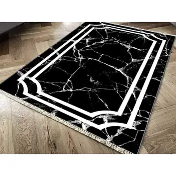 

Slip-resistant Outsole Digital Print Velvet Carpet Linear Stone Black 80x200 cm