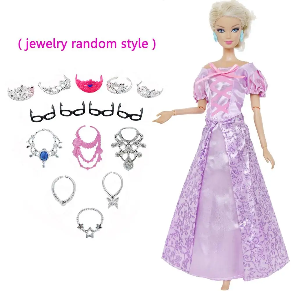 2x платья/Пластиковые Ювелирные изделия игрушка сказка бальное платье мультфильм принцесса аксессуары для куклы Барби Одежда для замороженных для Белль - Цвет: 12