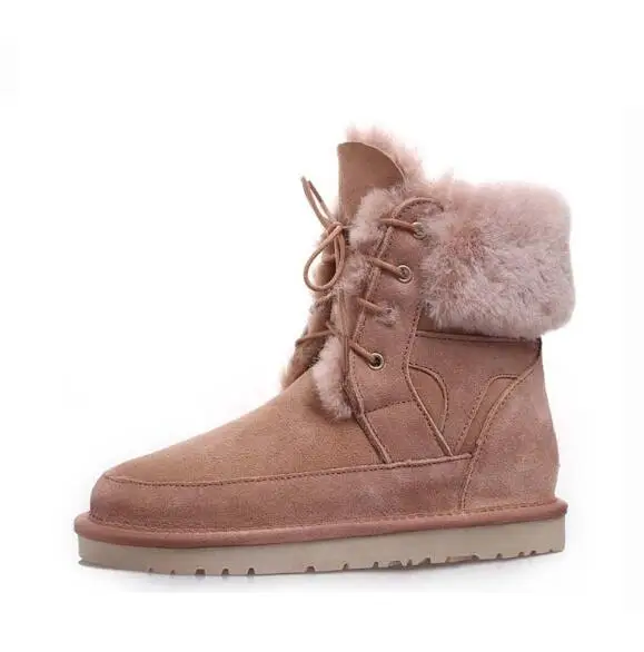 SHUANGGUN/классические зимние ботинки в австралийском стиле ботинки на меху и овчине утепленная хлопковая обувь женские зимние ботинки - Цвет: Khaki