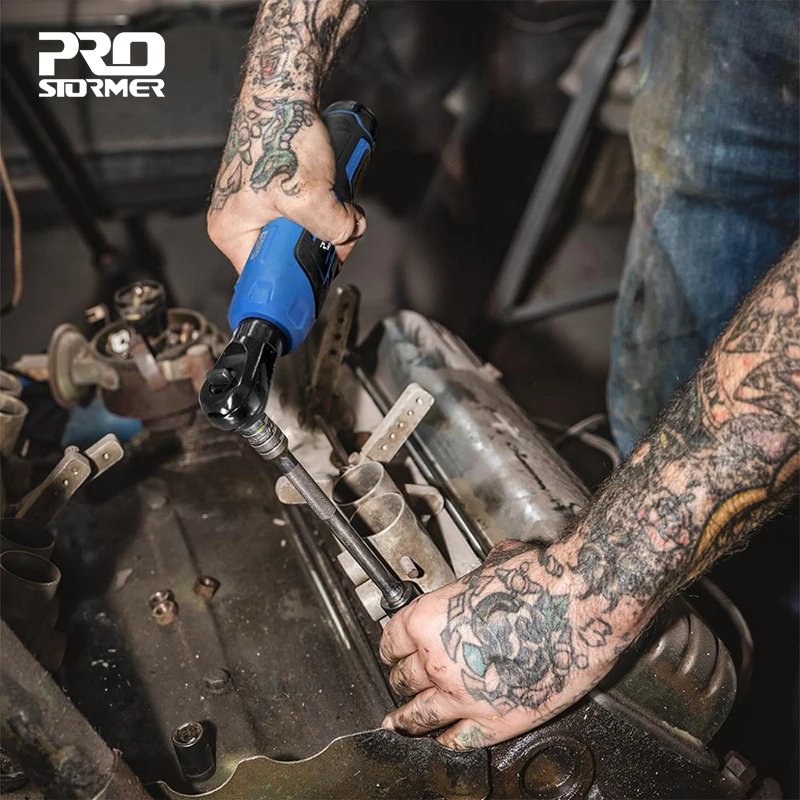 

PROSTORMER 3/8 Electric Ratchet Wrench Angle Drill Screwdriver 12V Cordless Scaffolding 40NM Bits Socket Power Tool