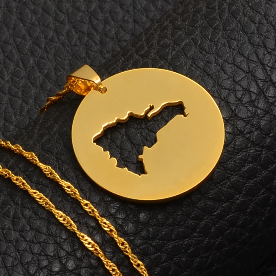 Anniyo, ожерелья с кулоном в виде карты в доманаке для женщин/мужчин, золотые ювелирные изделия, карта домики, патриотические подарки#016321