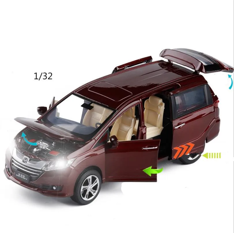 Высокая симуляция 1:32 Honda Odyssey сплав оттяните назад модель автомобиля, коммерческий автомобиль 6 двери раздвижные двери функция