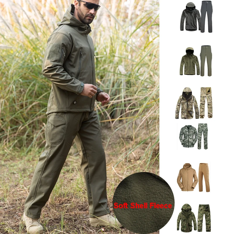 Военная Тактическая уличная Мягкая флисовая куртка, Мужская камуфляжная тактическая куртка, охотничья куртка+ штаны, костюм для тактических походов