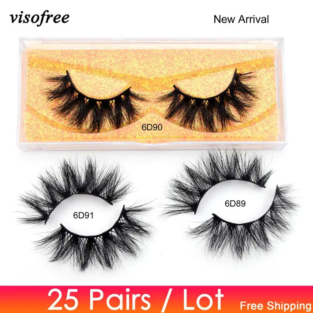 Visofree 25 pairs Mink Lashes 6D Mink Eyelashes 20mm Lashes Wholesale