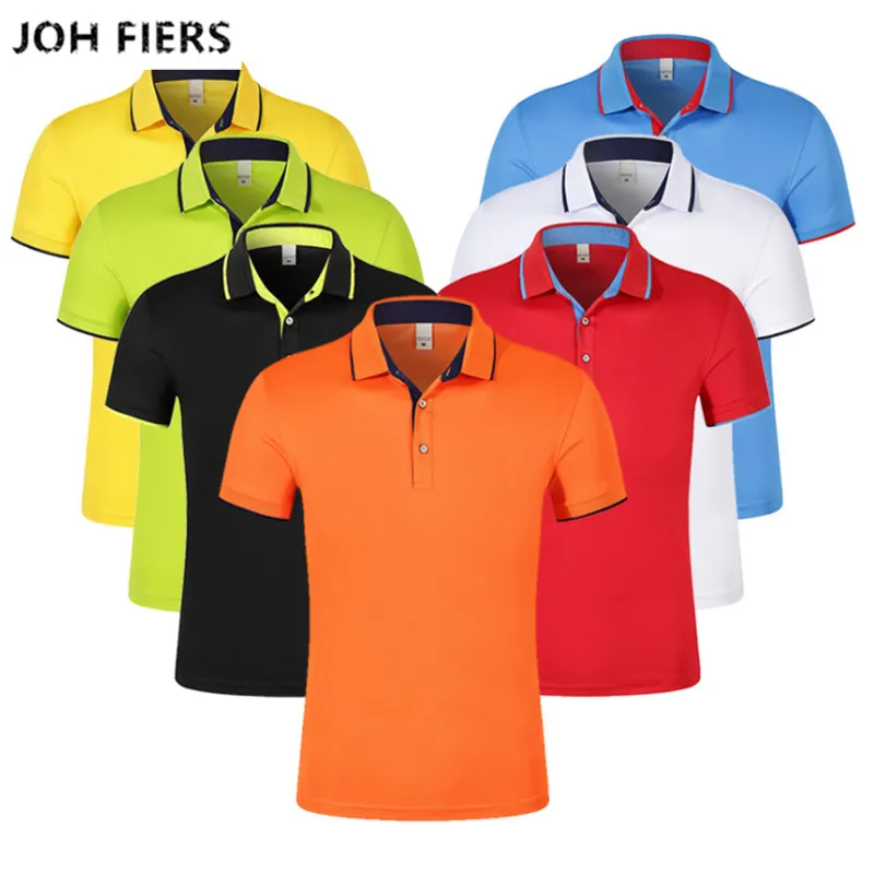 

JOH FIERS Summer Mercerized Cotton Polo Shirt Men Casualwear Short Sleeve Solid Color Breathable Polo Shirts 7 Color S-3xl Size