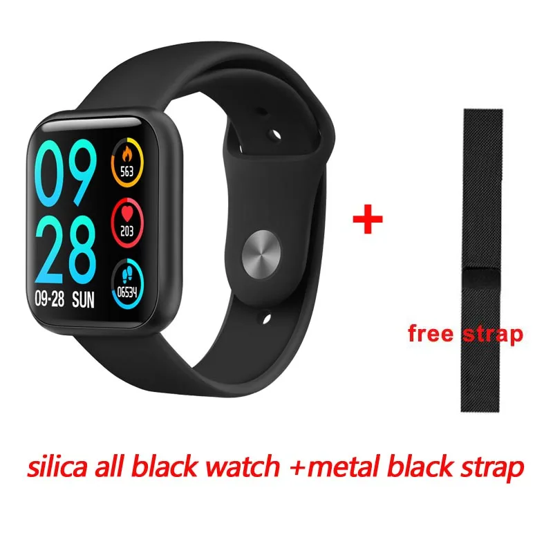 Steel BlacK Black T80 Смарт-часы для женщин IP68 водонепроницаемый монитор сердечного ритма фитнес-трекер кровяное давление Smartwatch VS B57 P68 S226 часы - Цвет: Steel BlacK Black