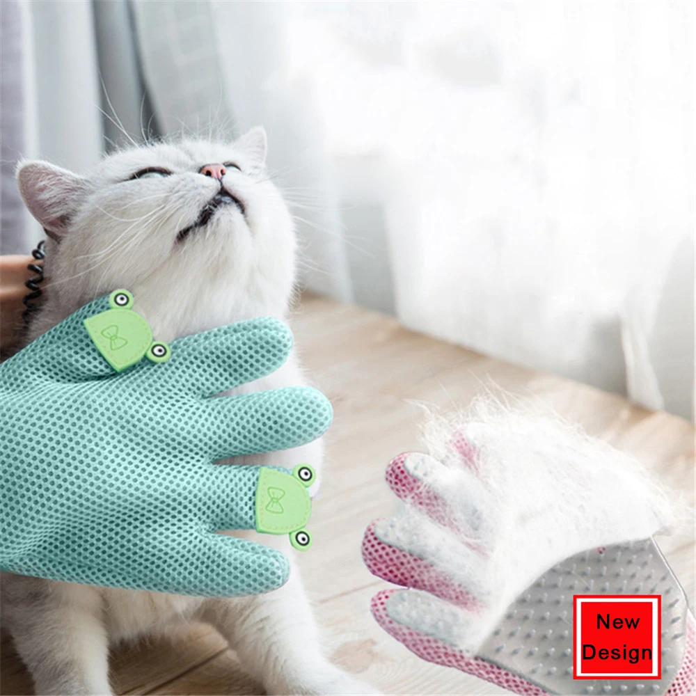 Pet Dog Cats Grooming Cleaning Brush Gloves Effective Deshedding Back Massage Animal Bathing Hair Removal Gloves Dog Combs Brush (1)
