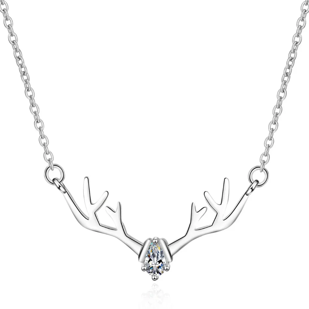 новый год 2021 подарки Deer Antler Necklaces for Women naszyjnik Charms Simple Necklace Choker Fashion Jewelery Collier Femme (2)