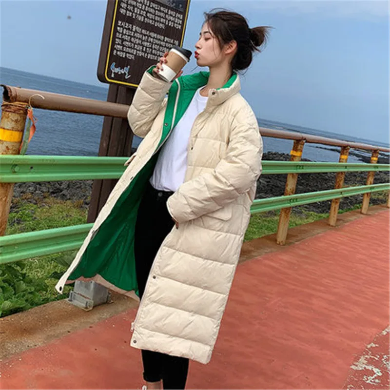 Fashion Cotton Clothing Female New Autumn Winter Parkas Coats Women Korean Loose Standing Collar Long Cotton Jacket XA253