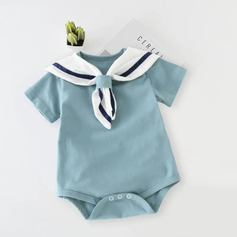 Боди для новорожденных мальчиков и девочек, летняя Милая треугольная одежда с короткими рукавами, Хлопковая Сумка для малышей, платье, комбинезон, наряды - Цвет: blue