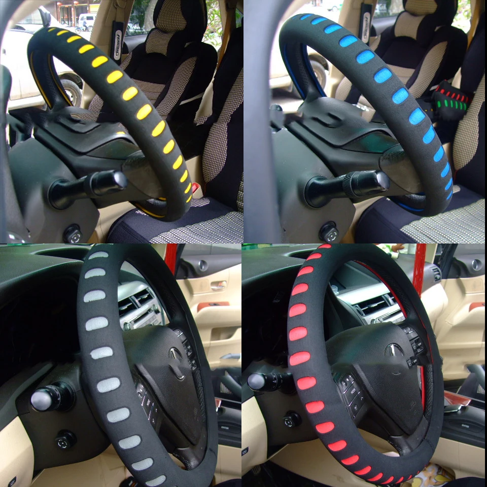 Rubber Racing Car Handle Steering Wheel Cover For Mitsubishi Lancer 10 ASX Pajero X Ford Focus 2 3 Fiesta Citroen C4 C5 C3