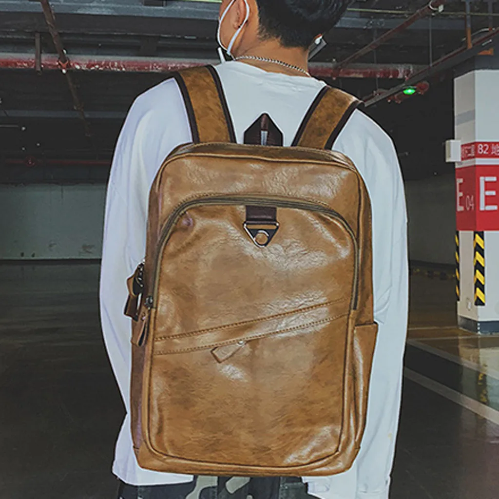 Aelicy Винтажный Мужской рюкзак водонепроницаемый из искусственной кожи дорожная сумка мужская большая емкость Подростковая Мужская Mochila ноутбук рюкзаки