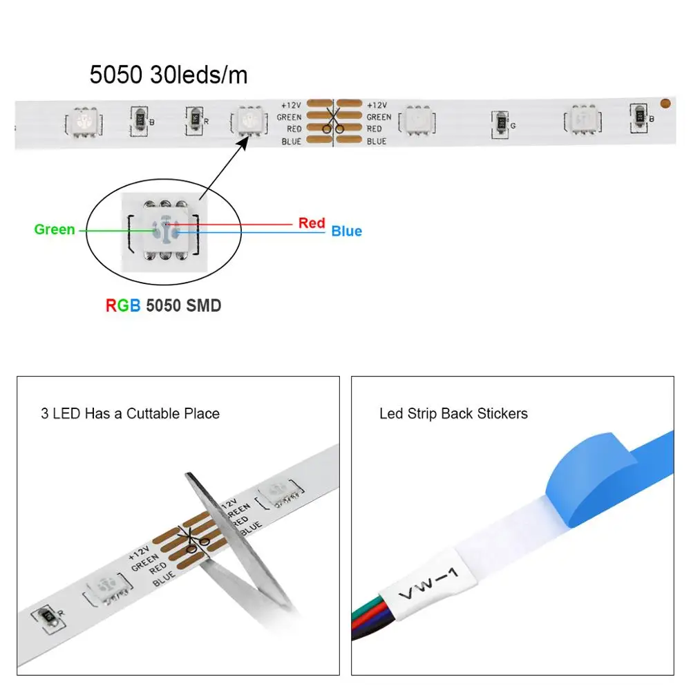 Светодиодные лампы Tuya Smart Life 5 м 10 15 5050 SMD RGB Wi Fi управление голосом светодиодная