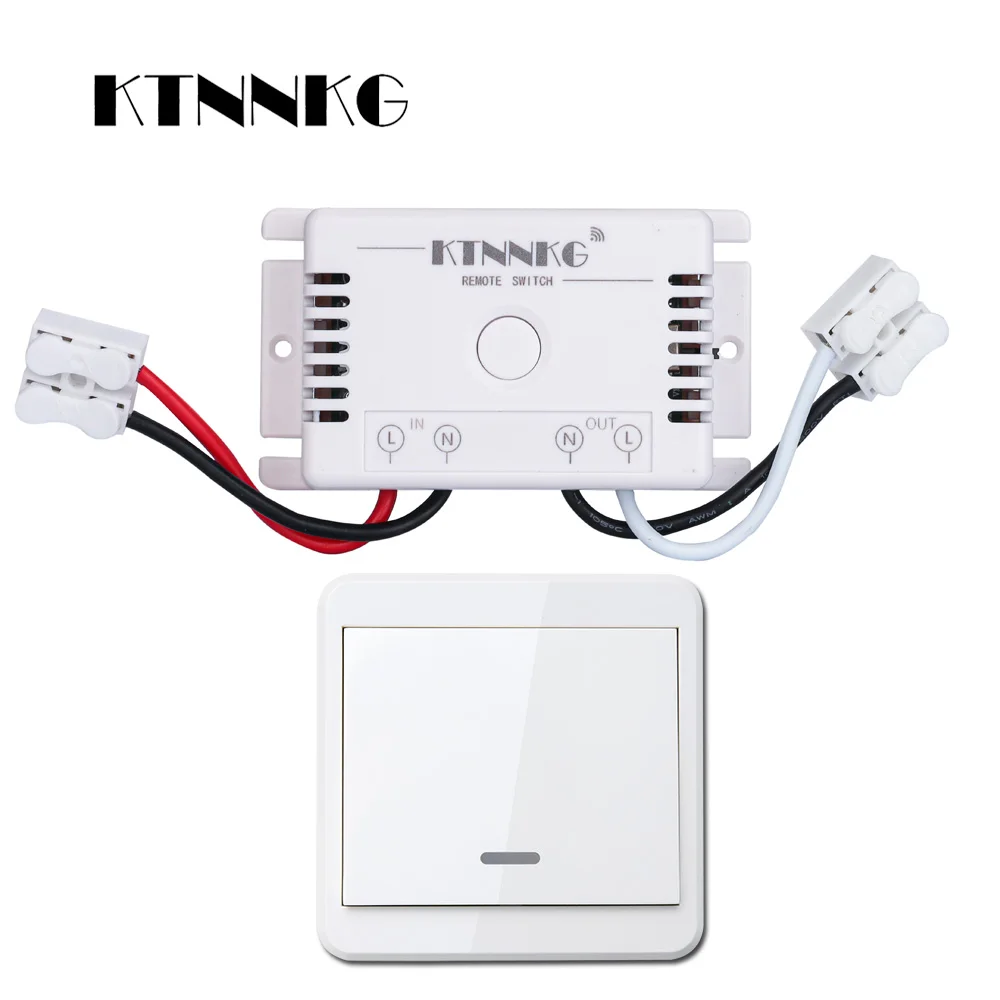 

KTNNKG 433Mhz free wiring remote control switch AC 110V 220V light LED bulb wireless switch corridor room home wall panel switch