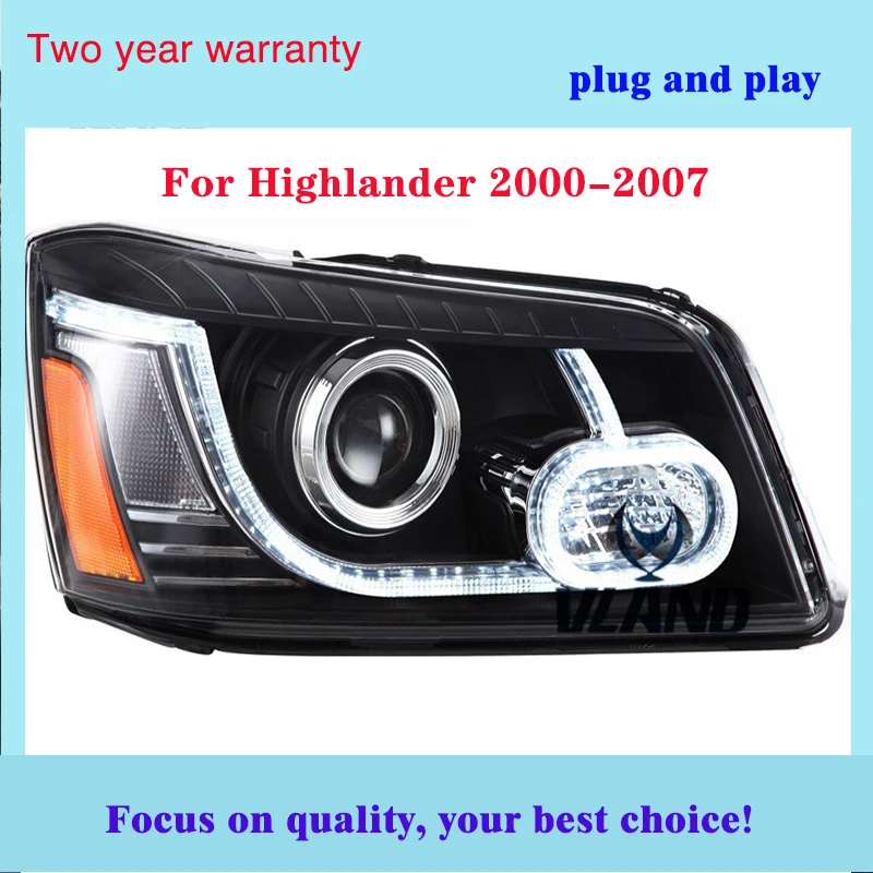 Автомобильный Стайлинг для Toyota Головной фонарь Highlander фары 2000 2004 2006 2007