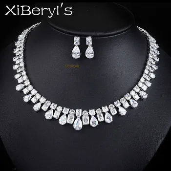 

XiBeryl’s High-end Luxury Bridal Wedding Necklace Set Zirconia Earrings Set Women’s Jewelry Set For Party