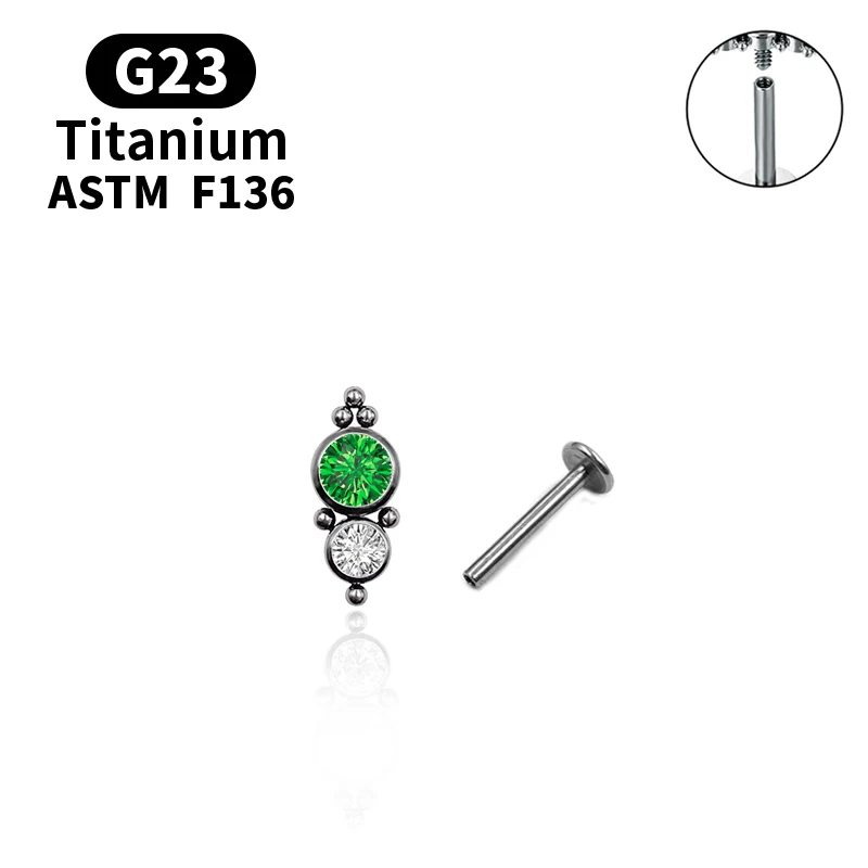 2021 ASTM F136 Titanium 16G Labret Ring Piercing CZ Stone Helix Tragus Cartilage Earring Stud Labret Lip Piercing Body Jewellry 