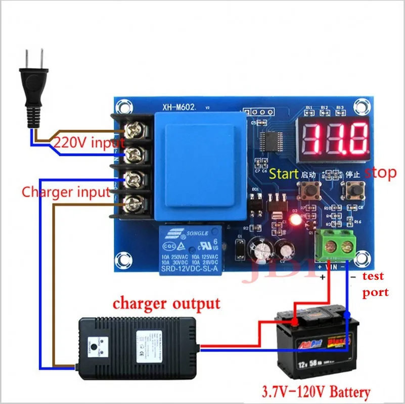 CNC Battery Charging Control Module LED Battery Switch Protection Board for 3.7V-120V Storage Battery/Lithium battery accessories