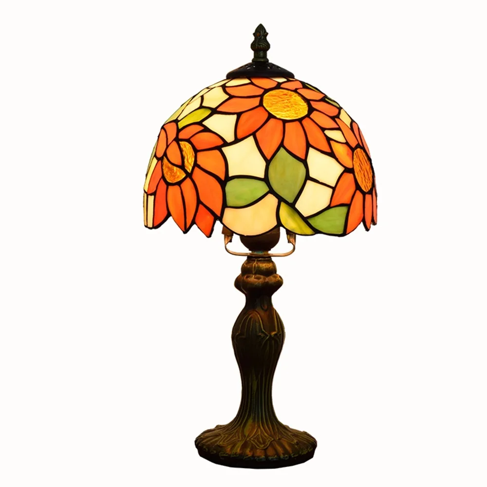 

Mediterranean table lamp Sun Flower 20CM European Classic Creative Tiffany Stained Glass Living Room Dining Room Bedroom