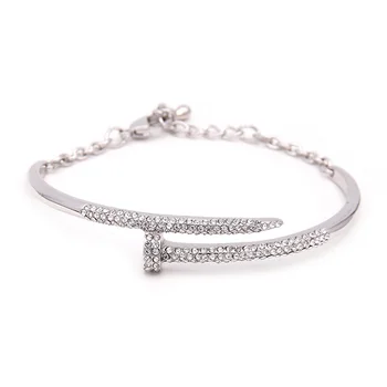 

New Fashion Brand Crystal Rhinestone Bracelets Bangles For Women Stainless Steel Cuff Bracelets Femme pulseiras Jewelry Gift 068