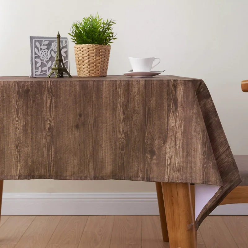Cross Border Supply of Goods Dacron Wood Grain Printed Tablecloth Table Cloth Square Waterproof Table Cloth Oil Resistant Tablec