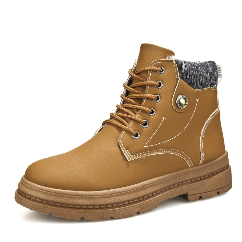 Мужские ботинки; Мужская зимняя обувь; Теплые ботильоны; botas hombre; кожаные зимние ботинки; мужские зимние кроссовки; Мужская обувь; zapatos de hombre - Цвет: brown H777-28